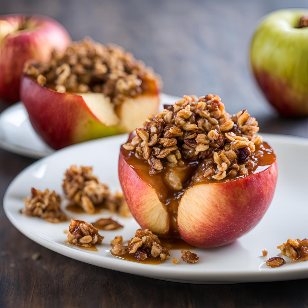 Manzanas asadas rellenas de granola: un clásico renovado