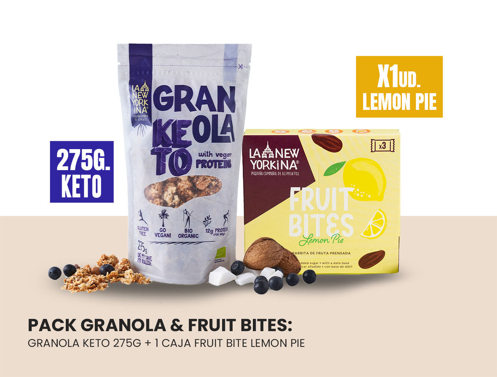 Pack 1 Keto Granola 275g + 1 Fruit Bite Lemon Pie box