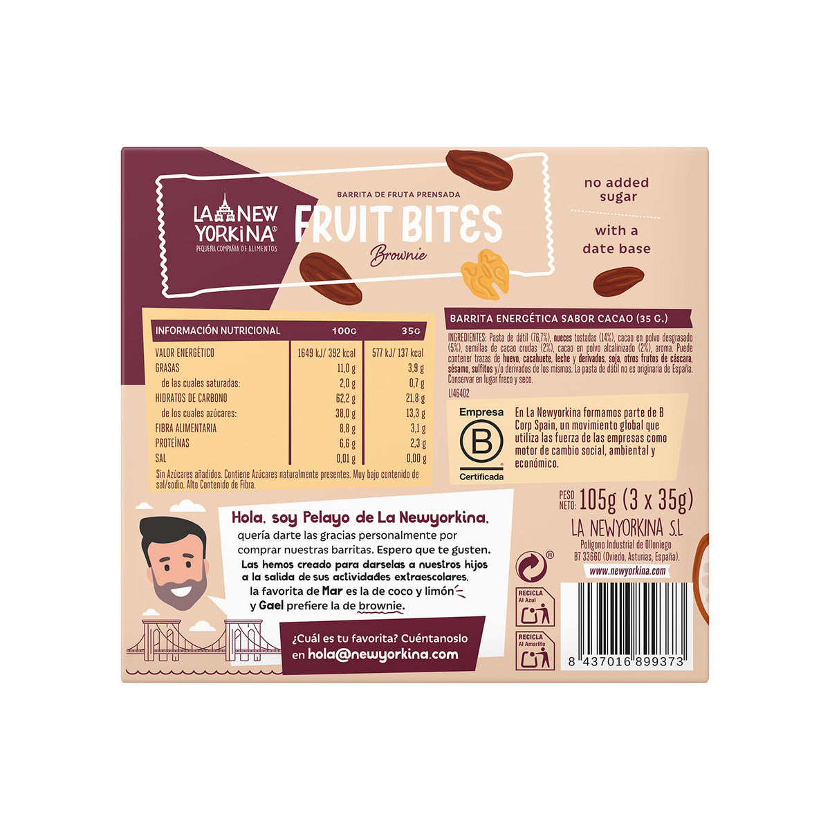 Barrita de fruta Brownie (3 ud.)