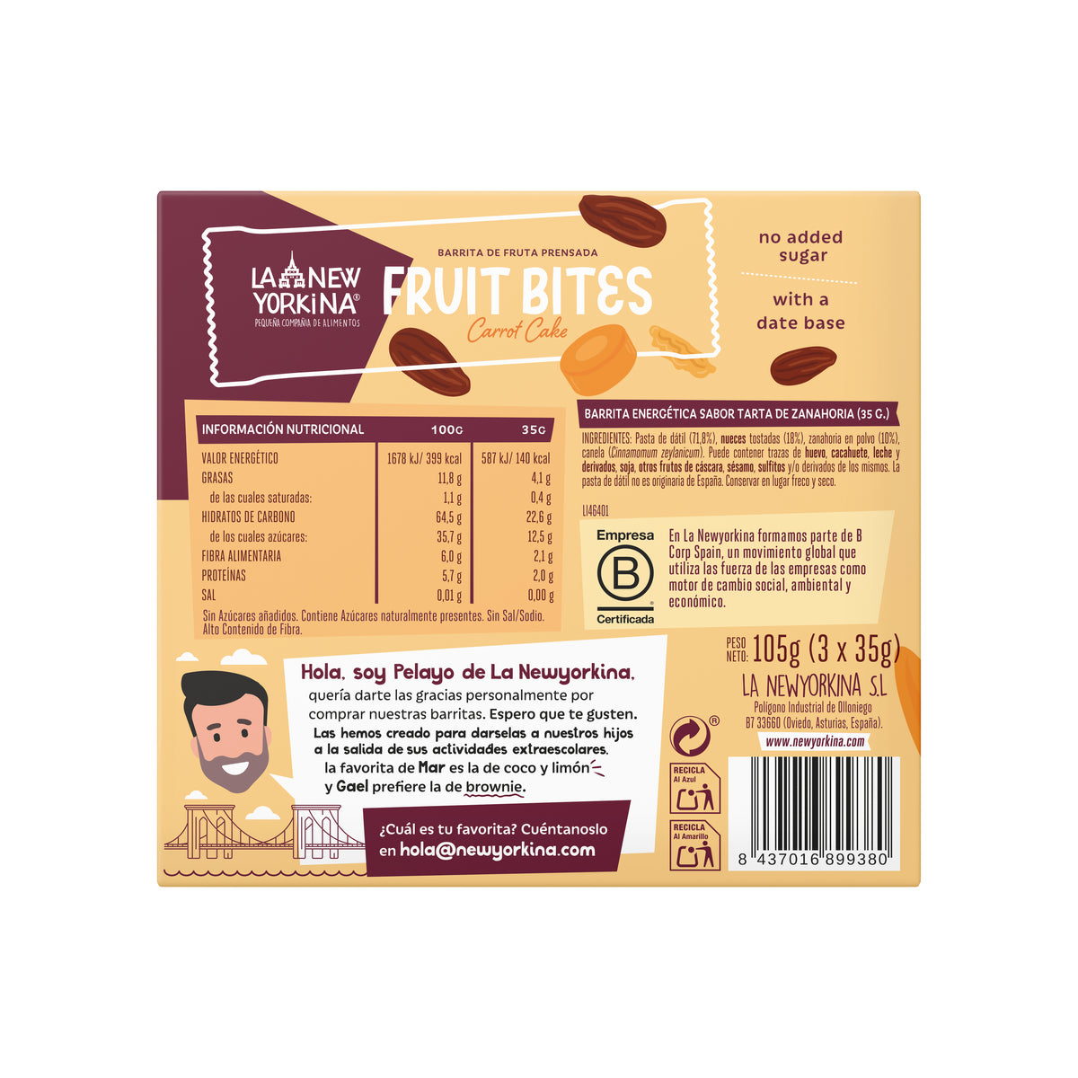 Barrita de fruta Carrot Cake (3 ud.)